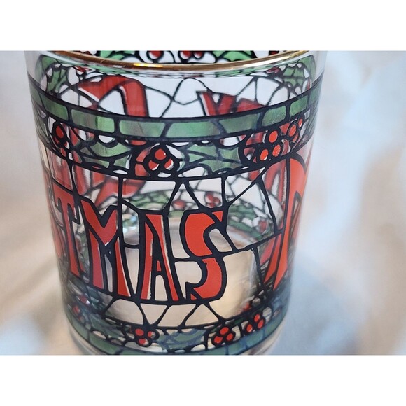 1970s Cera Houze Merry Christmas Seasons Greetings Gold Trimmed Set Of 4 Glasses - Picture 14 of 16